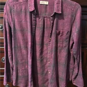 Hollister Maroon Plaid Shirt